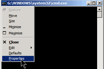 Entry for properties dialog